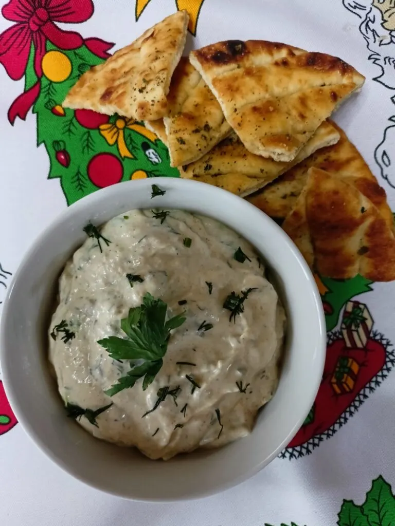 Salmon and cream cheese spread with pita chips image