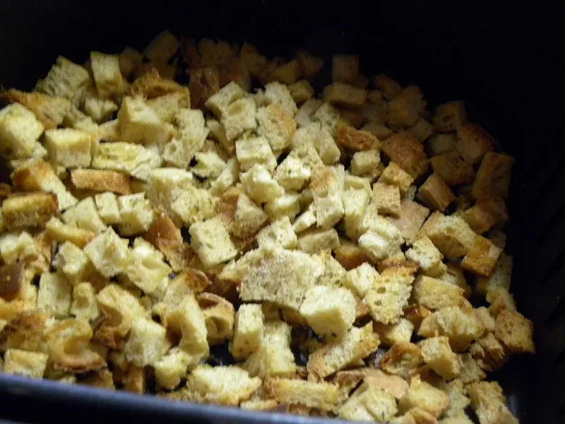 Croutons in the air fryer after baking image