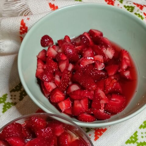 Macerated strawberries in brandy image