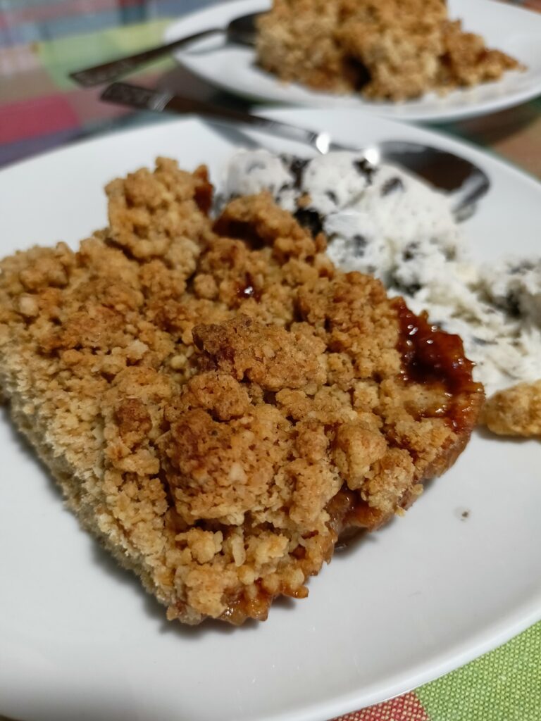 Apple crumble with ice cream picture