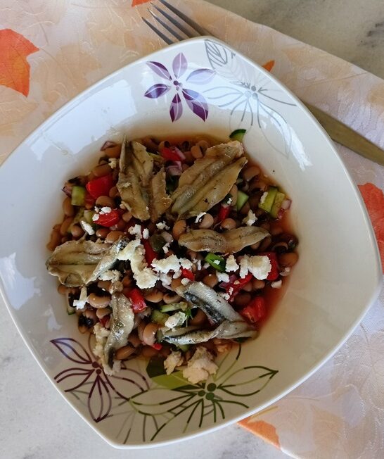 Black-Eyed Pea Salad with Feta, Pickled Beets and Marinated Anchovies