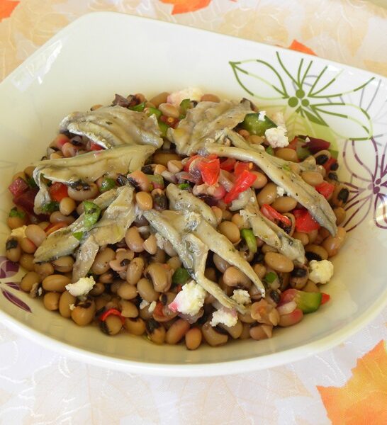 Black-Eyed Pea Salad with Feta, Pickled Beets and Marinated Anchovies