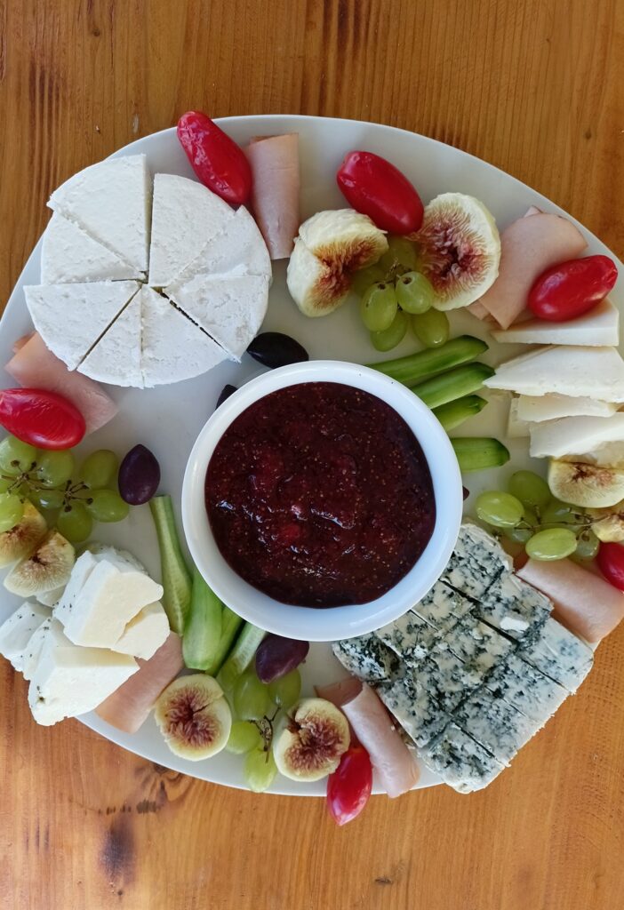cheese platter with spicy jam image