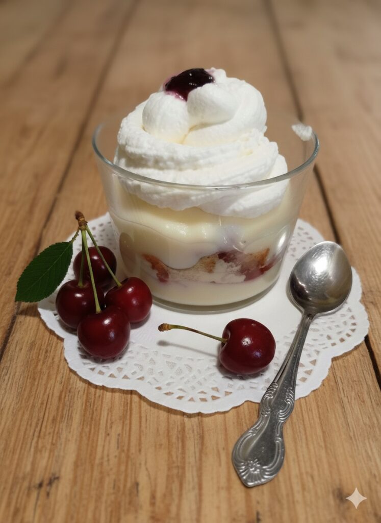 Individual trifle on a wooden board image