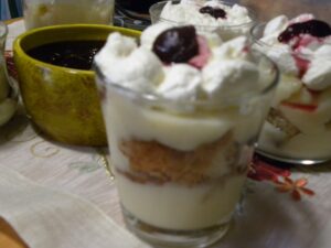 trifle in a glass showing the layers image.