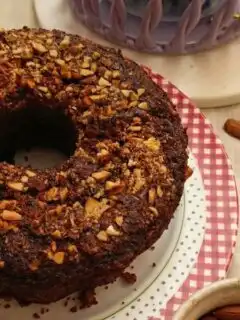Coconut cake with cocoa and almonds image