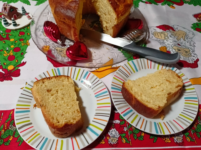 Panettone cut with two slices image