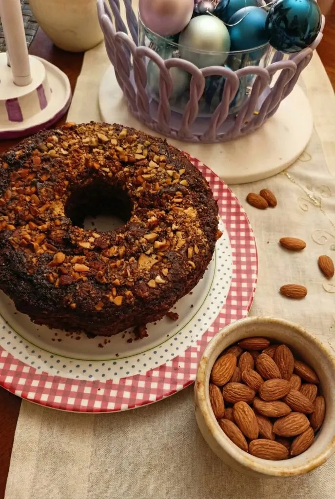 coconut cake with almonds and cocoa image