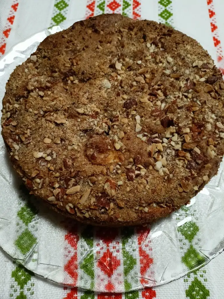Apple cake with almonds made with olive oil image