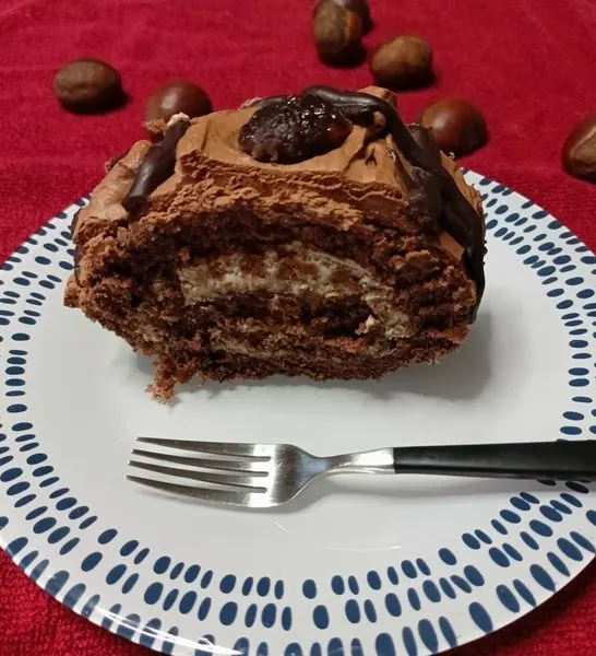 Chestnut & Chocolate Roulade with Cream Cheese Filling