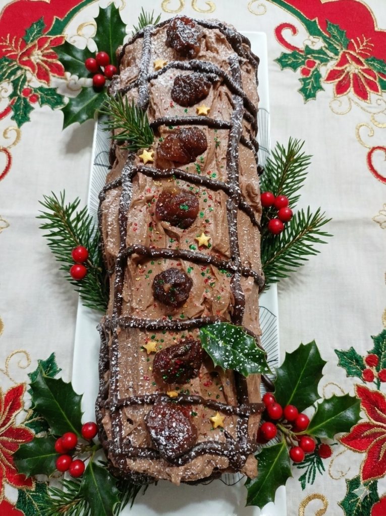 Christmas chocolate and chestnut roulade image