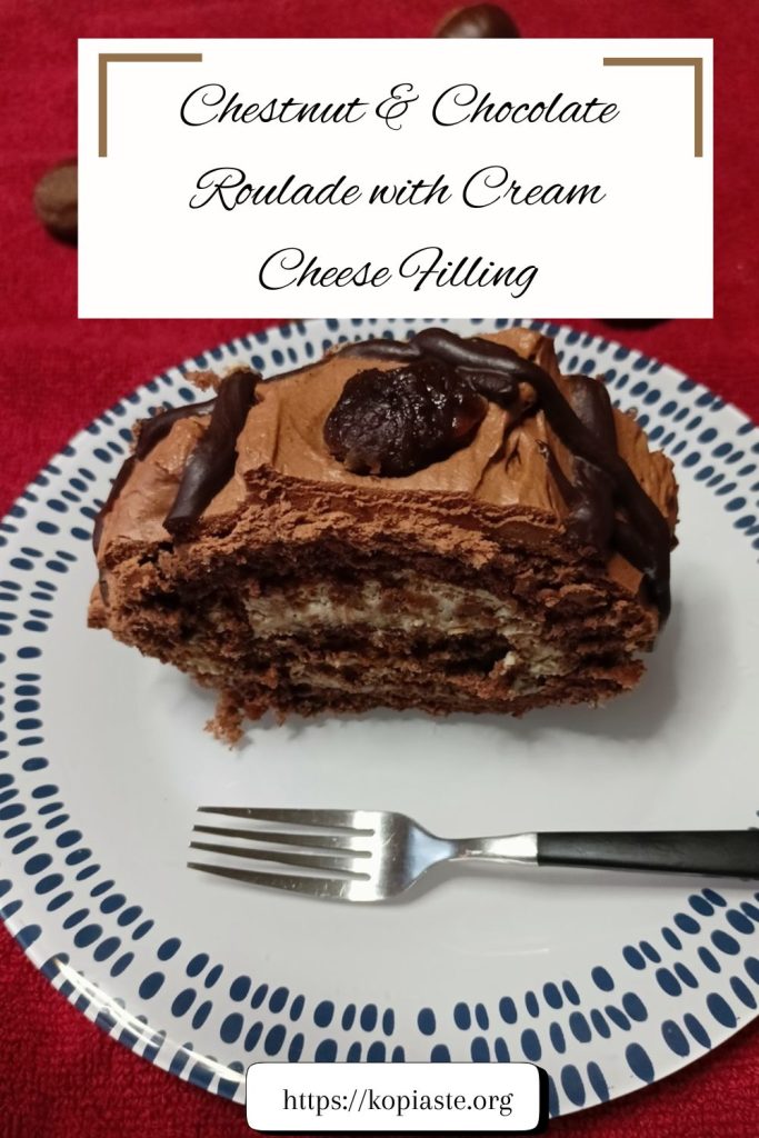 Collage Chestnut & Chocolate Roulade with Cream Cheese Filling image.