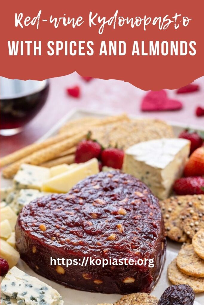 Collage Red-wine Kydonopasto served with cheeses Image