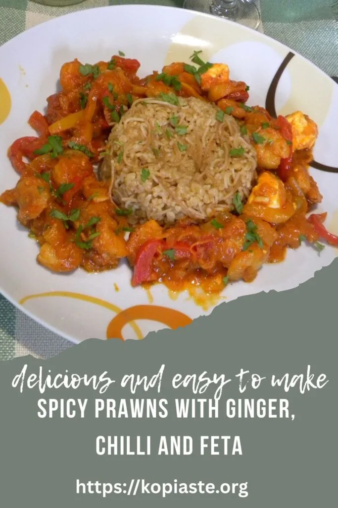 Collage Spicy Prawns with Ginger, Chilli and Feta image