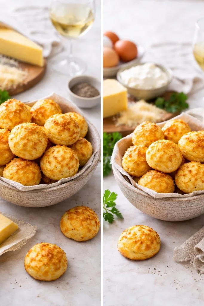 Goug&egrave;res baked and served image