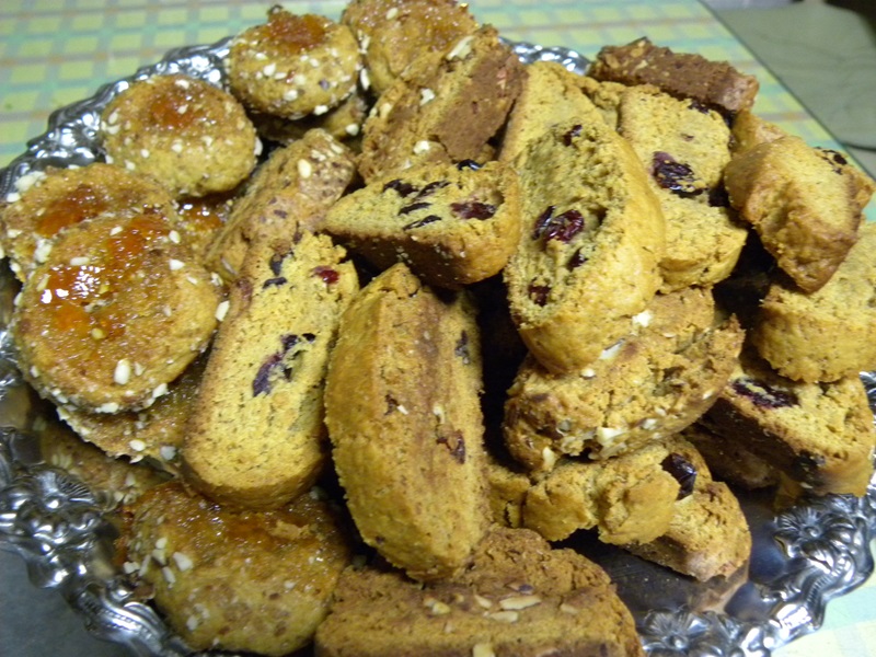Thumbprint cookies and biscotti together image