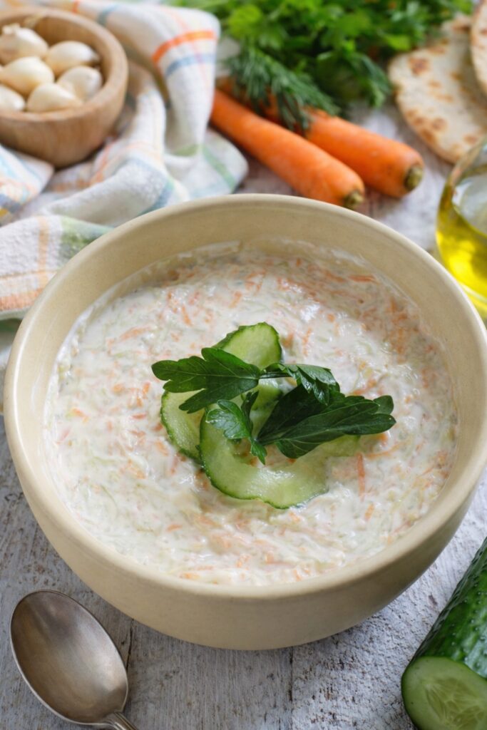 Tzatziki with carrots and cucumber image