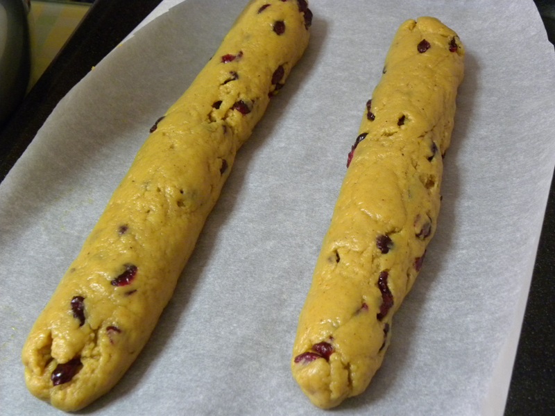two biscotti logs with craisins image