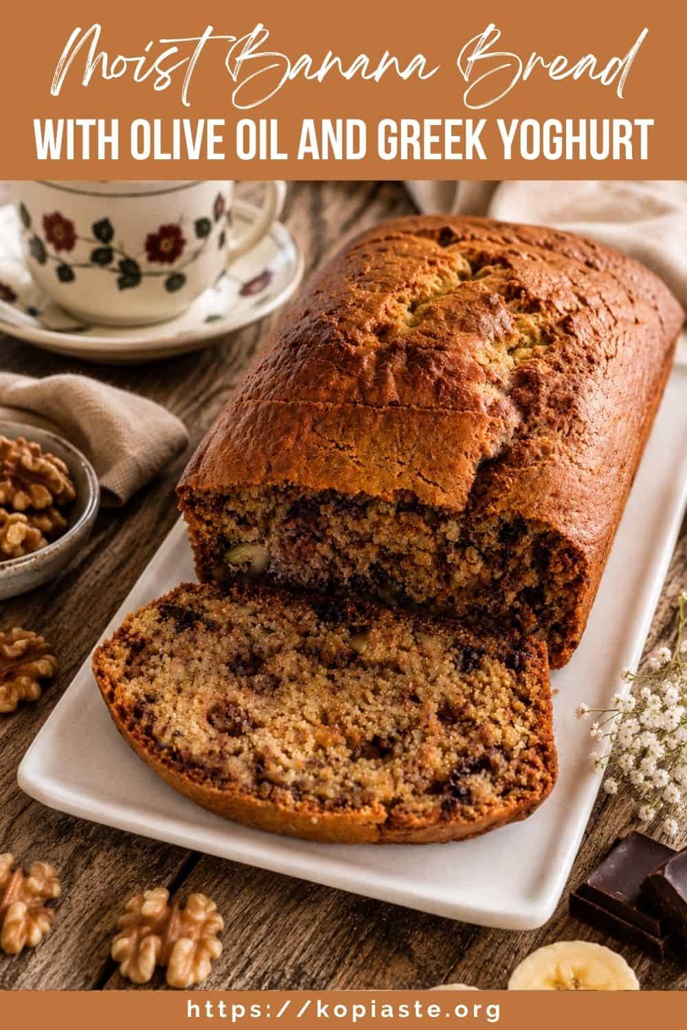 Collage Moist Banana Bread served with coffee image