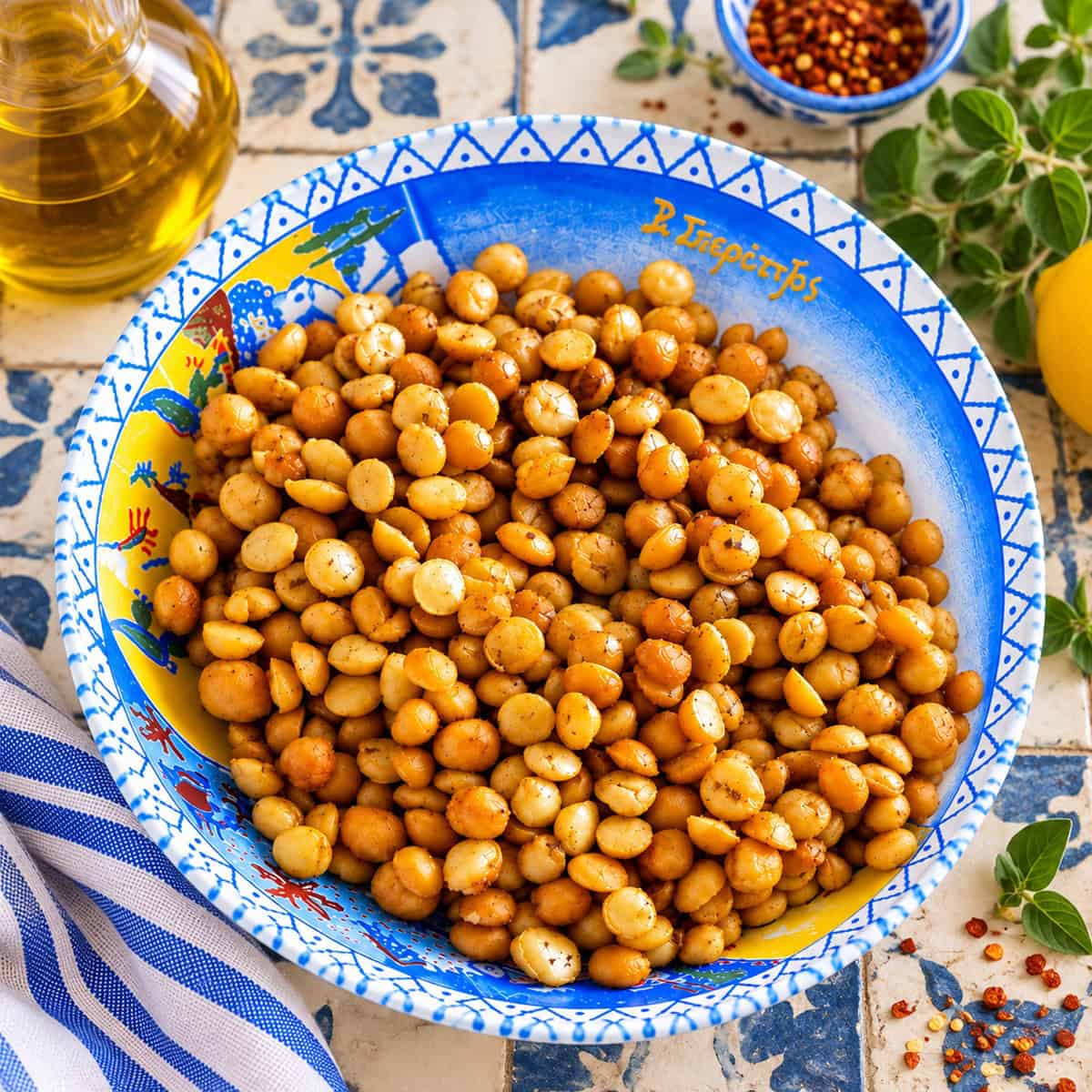 Mediterranean Chickpeas in a Patterned Bowl featured image